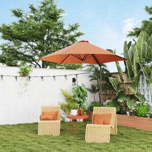 MHSTAR UK LTD Outsunny 2.5M Garden Cantilever Parasol, Offset Roma Patio Umbrella Hanging Sun Shade Canopy Shelter with 360° Rotation and Cross Base, Orange