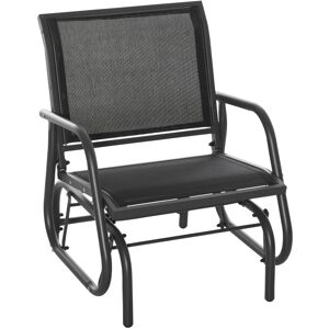 MHSTAR UK LTD Outsunny Outdoor Gliding Swing Chair Garden Seat w/ Mesh Seat Curved Back Steel Frame Armrests Comfortable Lounge Furniture Dark Grey Black