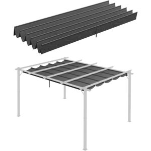 MHSTAR UK LTD Outsunny Retractable Pergola Shade Cover, Replacement Canopy Fabric for 4 x 3 (m) Pergola, Gazebo Retractable Roof, Dark Grey
