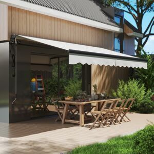 MHSTAR UK LTD Outsunny 3.5 x 3(m) Electric Awning with Remote Controller, Aluminium Frame DIY Retractable Awning, UV30+ Sun Shade Canopy for Garden Patio Deck Door