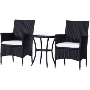MHSTAR UK LTD Outsunny Garden Outdoor Rattan Furniture Bistro Set 3 PCs Patio Weave Companion Chair Table Set Conservatory (Black)