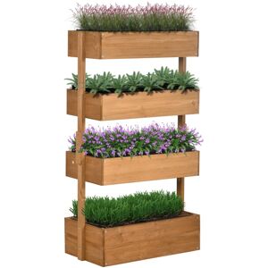 MHSTAR UK LTD Outsunny Raised Garden Bed Wooden Plant Stand Orange
