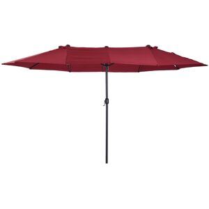 MHSTAR UK LTD Outsunny 4.6m Garden Parasol Double-Sided Sun Umbrella Patio Market Shelter Canopy Shade Outdoor Wine Red - NO BASE