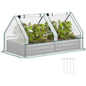 MHSTAR UK LTD Outsunny Raised Garden Bed with Mini Greenhouse, Outdoor Metal Planter Box with Cover, for Herbs and Vegetables, Use for Patio, Garden, Balcony, White