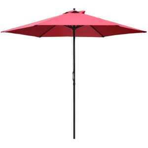 MHSTAR UK LTD Outsunny 2.8m Garden Parasol Umbrella, Round Outdoor Market Table Umbrella Sun Shade Canopy, Wine Red