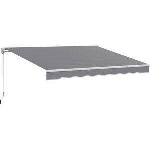 MHSTAR UK LTD Outsunny 2.5m x 2m Garden Patio Manual Awning Canopy Sun Shade Shelter Retractable with Winding Handle Dark Grey