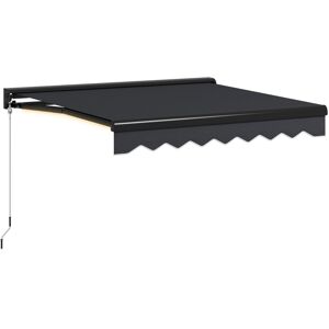 MHSTAR UK LTD Outsunny 2.5 x 2m Electric Awning with LED Light and Remote Controller, Aluminium Frame Retractable Awning Half Cassette Sun Canopies for Garden Patio