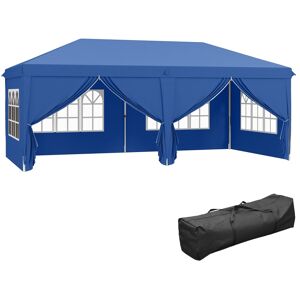 MHSTAR UK LTD Outsunny 3 x 6m Garden Pop Up Gazebo Height Adjustable Marquee Party Tent Wedding Water Resistant Awning Canopy With free Storage Bag Blue