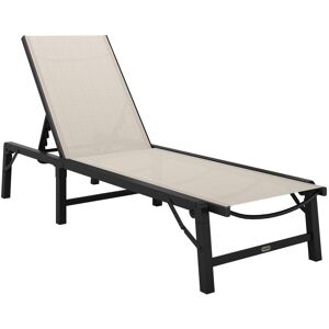 MHSTAR UK LTD Outsunny Folding Sun Lounger, 5-Position Adjustable Garden Chaise Lounge Sunbed, Steel Frame Reclining Chair for Beach, Porch, Patio, Camping, Khaki