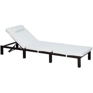 MHSTAR UK LTD Outsunny PE Rattan Sun Lounger with Soft Padded Cushion, Patio 5-level Reclining Sun Lounger with Headrest, Mixed Brown