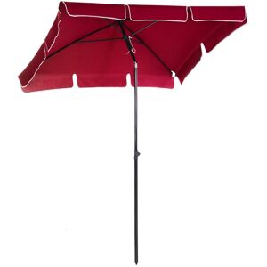 MHSTAR UK LTD Outsunny Garden Parasol Umbrella, Outdoor Market Table Umbrella with Ruffles & Aluminium Pole, Rectangular Tilting Parasol Sun Shade Canopy, 2 x 1.3m,