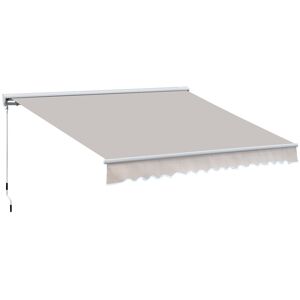 MHSTAR UK LTD Outsunny 3.5 x 2.5m Electric Garden Door Awning Half Cassette Outdoor Retractable Canopy Patio Shelter w/ Remote Controller Cream White