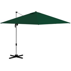 MHSTAR UK LTD Outsunny 3 x 3(m) Cantilever Roma Parasol, Square Garden Umbrella with Cross Base, Crank Handle, Tilt, 360° Rotation and Aluminium Frame, Green