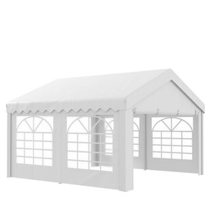 MHSTAR UK LTD Outsunny 4m x 4 m Garden Gazebo Portable Carport Shelter with Removable Sidewalls & Double Doors, Heavy Duty Party Tent Car Canopy