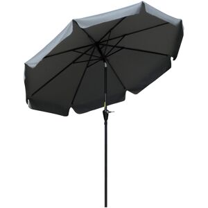 MHSTAR UK LTD Outsunny 2.7m Patio Parasol Garden Umbrellas Outdoor Sun Shade Table Umbrella with Tilt, Crank, 8 Ribs, Ruffles, Grey