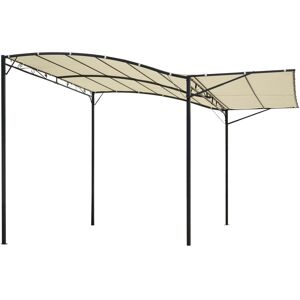 MHSTAR UK LTD Outsunny 3 x 2.5m Patio Metal Gazebo Door Window Awning Wall Mount Canopy Outdoor Sunshade with Extended Shelter Cream White