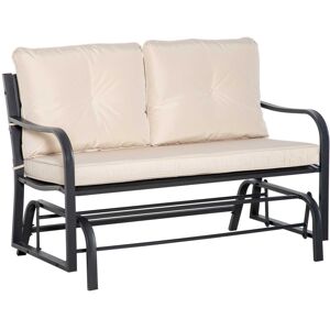 MHSTAR UK LTD Outsunny 2-Person Outdoor Loveseat Glider Bench Rocking Chair for Patio, Garden, Yard, Porch with Armrest and Cushions, Khaki