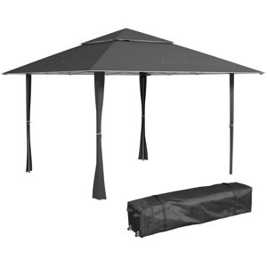 MHSTAR UK LTD Outsunny 4 x 4m Pop-up Gazebo Double Roof Canopy Tent with UV Proof, Roller Bag & Adjustable Legs Outdoor Party, Steel Frame, Dark Grey