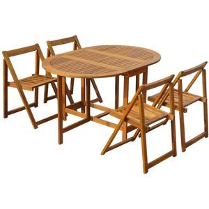 Wallplus Ltd 5 Piece Folding Outdoor Dining Set Solid Acacia Wood