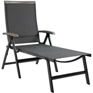 MHSTAR UK LTD Outsunny Outdoor Folding Sun Lounger, 5-Position Adjustable Chaise Lounge Chair with Aluminium Frame for Patio, Pool and Garden, Grey