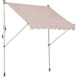 MHSTAR UK LTD Outsunny Balcony 2 x 1.5m Manual Adjustable Awning DIY Patio Clamp Awning Canopy Retractable Shade Shelter - Beige