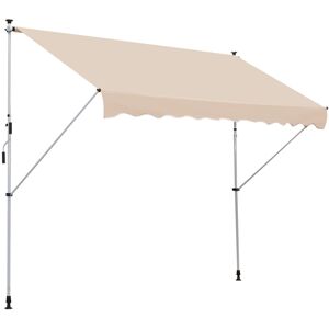 MHSTAR UK LTD Outsunny Balcony 3 x 1.5m Manual Adjustable Awning DIY Patio Clamp Awning Canopy Retractable Shade Shelter Easy to Move for Balcony - Beige