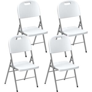 MHSTAR UK LTD Outsunny Folding Chair Set of 4 with Steel Frame, Outdoor Chair Set with HDPE Backrest, Seat and Handles for Mobility, Garden Chair Set for Patio Deck