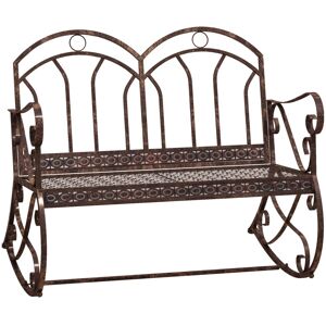 MHSTAR UK LTD Outsunny 2 Seater Metal Garden Park Bench Outdoor Rocking Chair Swing Bench Loving Seat Bronze