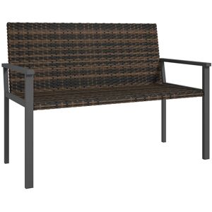 MHSTAR UK LTD Outsunny 2 Seater Rattan Garden Bench, Outdoor Bench with Quick-Drying Cotton Padding, Wicker Garden Loveseat with Armrests, Steel Frame for Patio, Pa