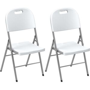 MHSTAR UK LTD Outsunny Folding Chair Set of 2 with Steel Frame, Outdoor Chair Set with HDPE Backrest, Seat and Handles for Mobility, Garden Chair Set for Patio Deck