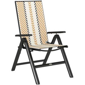 MHSTAR UK LTD Outsunny Outdoor Rattan Folding Chair with 5-Position Adjustable Backrest, Wicker Garden Dining Chair with Wide Armrest, for Patio, Terrace, Balcony,