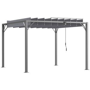 MHSTAR UK LTD Outsunny 3 x 3(m) Outdoor Louvered Pergola with Adjustable Roof, AluminIum Patio Gazebo Canopy with Ground Stakes for Patio, Lawn, Garden, Grey