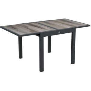 MHSTAR UK LTD Outsunny Extending Garden Table, Outdoor Dining Table for 6, Aluminium Frame Rectangular Patio Table with Plastic Board Tabletop,80/160L x 80W x 75H c