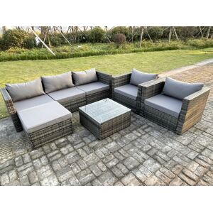 HOME AND GARDEN FURNITURE LIMITED Fimous 6 Seat Modular Rattan Garden Furniture Coffee Table Footstool Chairs Outdoor