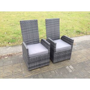 HOME AND GARDEN FURNITURE LIMITED Fimous Dark Grey Mixed Outdoor Wicker Rattan Garden Furniture Reclining Chair And Table Dining Sets 2 PC Chairs