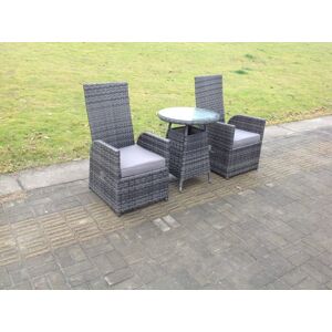 HOME AND GARDEN FURNITURE LIMITED Fimous Dark Grey Mixed Outdoor Wicker Rattan Garden Furniture Reclining Chair And Table Dining Sets 2 Seater Bistro Round Table