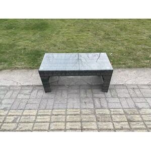 HOME AND GARDEN FURNITURE LIMITED Fimous Rattan Oblong Rectangular Coffee Tea Table Outdoor Garden Furniture Patio Accessory Dark Grey Mixed