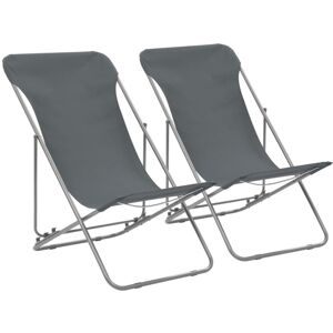 Wallplus Ltd Folding Beach Chairs 2 pcs Steel and Oxford Fabric Grey