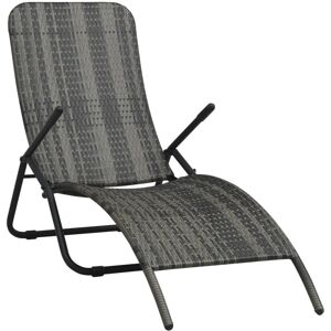 Wallplus Ltd Folding Sun Lounger Poly Rattan Grey