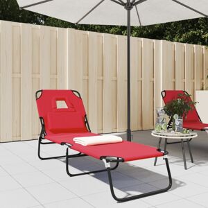 Wallplus Ltd Folding Sun Lounger Red Oxford Fabric&Powder-coated Steel