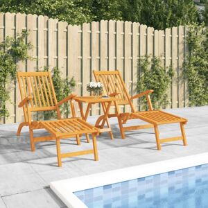 Wallplus Ltd Outdoor Deck Chairs with Footrests 2 pcs Solid Wood Acacia