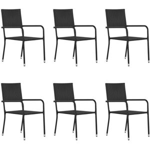 Wallplus Ltd Outdoor Dining Chairs 6 pcs Poly Rattan Black