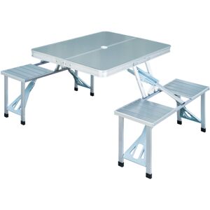 MHSTAR UK LTD Portable Folding Camping Picnic Table and Chairs Stools Set Party Field Kitchen Outdoor Garden BBQ Aluminum Outsunny