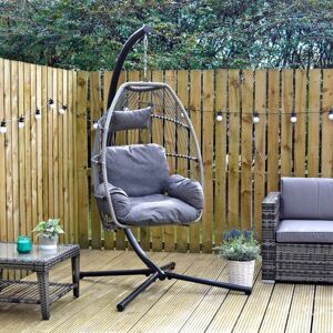 XS-Stock.com Ltd Rimini Swing Chair Garden Hanging Seat Basket Grey Rattan