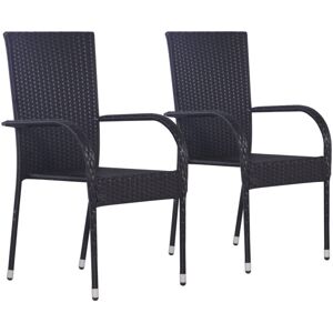 Wallplus Ltd Stackable Outdoor Chairs 2 pcs Poly Rattan Black