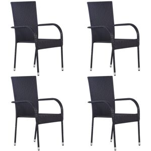 Wallplus Ltd Stackable Outdoor Chairs 4 pcs Poly Rattan Black