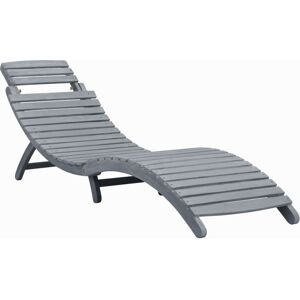 Wallplus Ltd Sun Lounger Grey Wash Solid Acacia Wood
