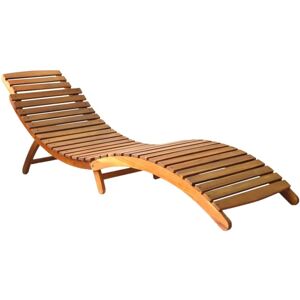 Wallplus Ltd Sun Lounger Solid Acacia Wood Brown
