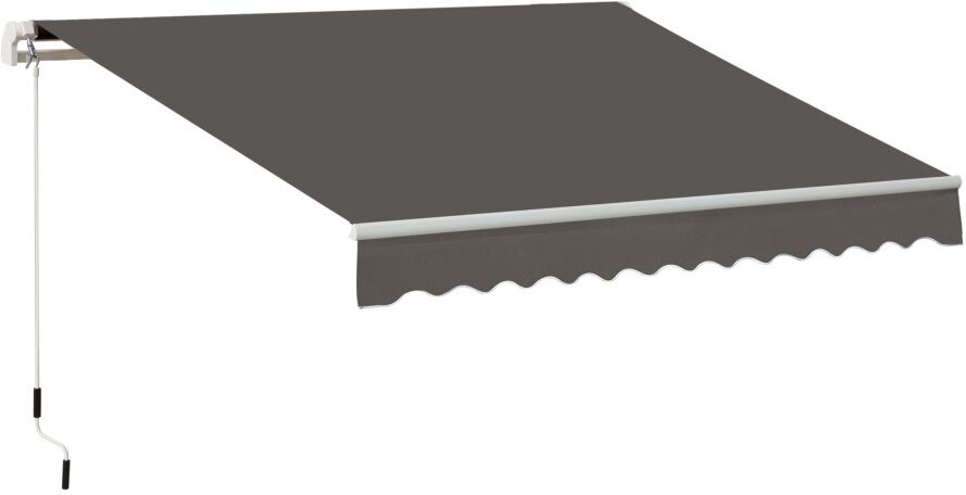 MHSTAR UK LTD Outsunny 3 x 2m Manual Window Awning Canopy Garden Outdoor Shelter Patio Sun Shade UV Blocker Light Weight Aluminium Frame w/ Hand Crank Grey