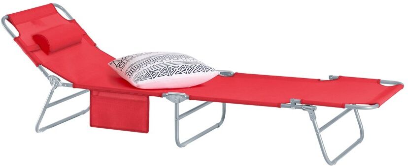 SoBuy Commercial GmbH SoBuy OGS35-R, Textilene Reclining Folding Chair, Adjustable Back Camping Chair , Red
